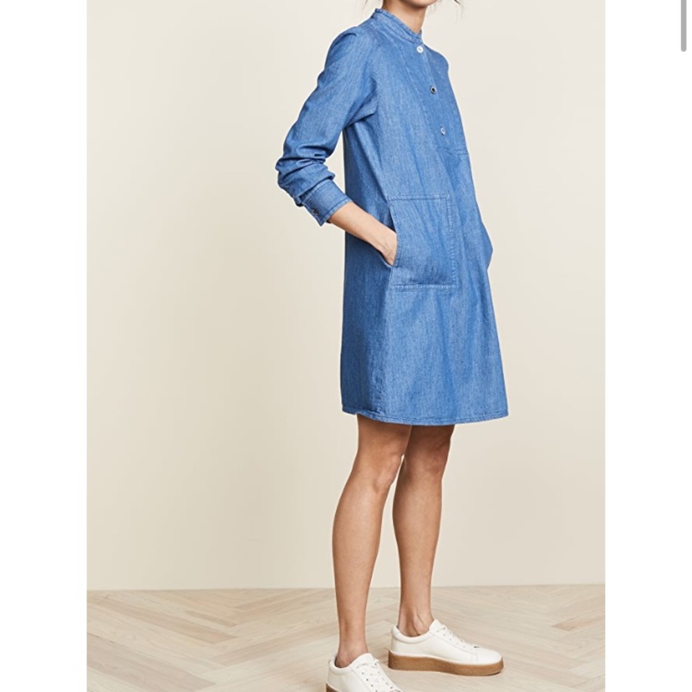 A.P.C. Mandarin Collar Chambray Dress. Size 36. - Picture 9 of 9